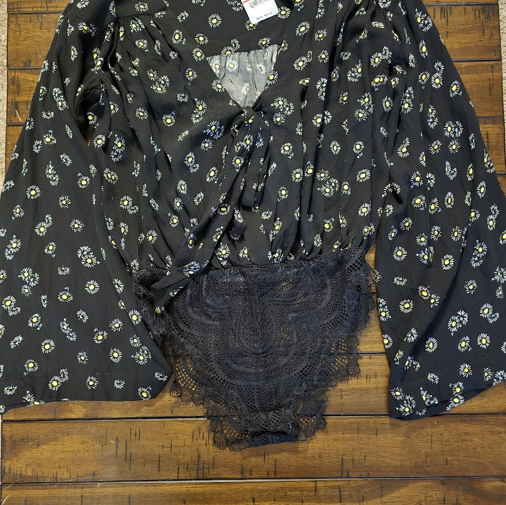 NWT Free People Carbon Combo Floral Bodysuit NWT Size XS